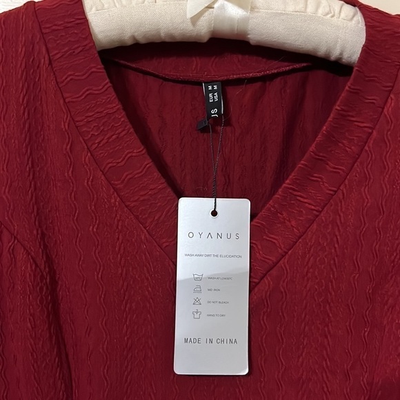 V Neck Long Sleeve Sweater Dress Latern Sleeve Knit Flowy Short Mini Skater S - Picture 2 of 5